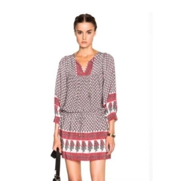 Ulla Johnson Black/orange Bazaar Silk Dress in Light Indian Floral 8/M - Picture 5 of 11